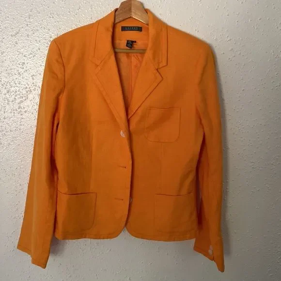 LAUREN | 2 pc suit | orange | lined | size 14 | suit | jacket | like new - Picture 1 of 10